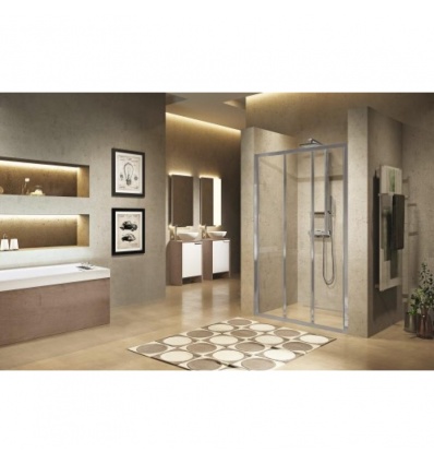 Paroi de douche Lunes 20 3P extensible 114120 cm profilé Silver et verre transparent