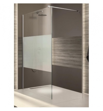 Paroi de douche ouverte Open 2 140 cm à verre sérigraphié et profilé aluminium brillant