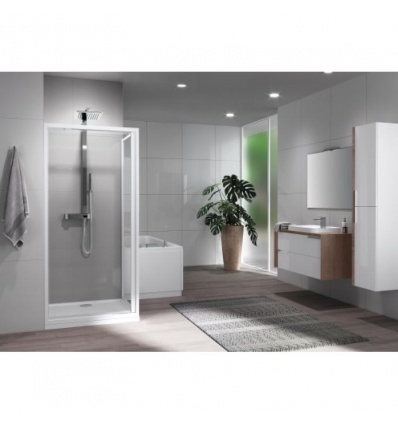 Paroi de douche pivotante Riviera 20 G extensible 7882 cm Profilé blanc et verre transparent