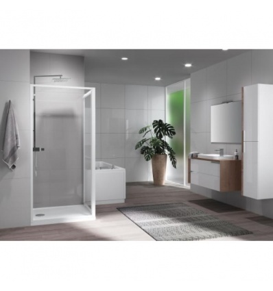 Paroi de douche fixe Riviera 20 F extensible 7882 cm Profilé blanc et verre transparent