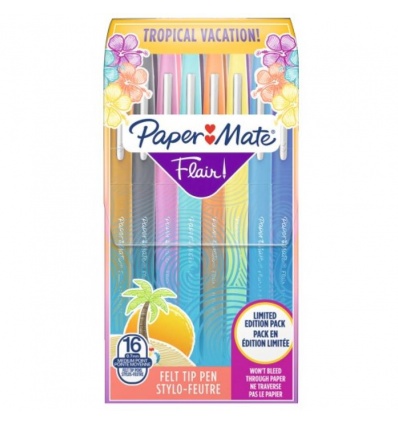 Feutres Paper Mate FLAIR ORIGINAL point medium assortiment de 16 feutres