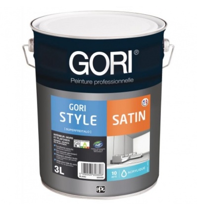 Peinture acrylique murs et plafonds Goristyle satin blanc bidon de 3l