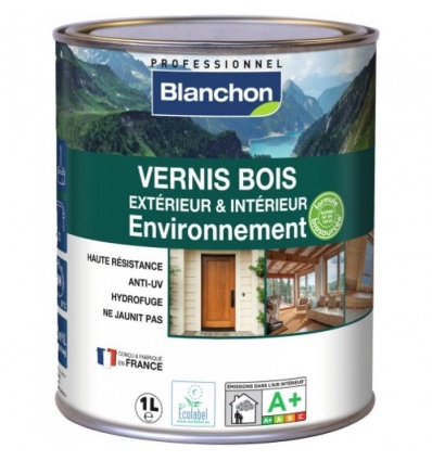 Vernis Bois extérieur intérieur Environnement avec 80 dingrédients biosourcés incolore mat pot de 1l