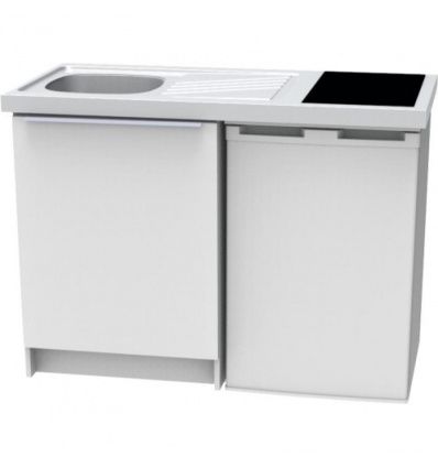 Cuisinette complète L120cm avec évier inox 1810 domino vitrocéramique