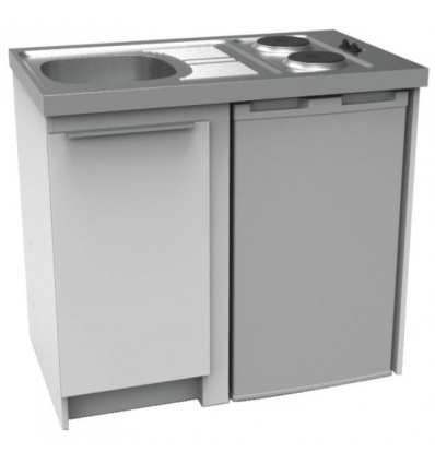 Cuisinette complète L120 cm avec évier inox 1810 domino électrique x2