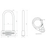 Antivol U à combinaison anse de 168 x 76 mm Ø 14 mm en acier fourni avec câble twisty de 120 m