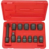 Set de douilles à chocs 6 pans 12 10 douilles 10 11 13 14 17 19 21 22 23 24 mm 1 cardan 1 rallonge