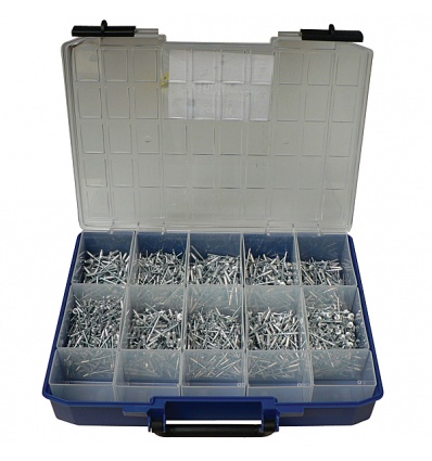 Coffret de 1600 rivets alu standard en coffret plastique comprenant 