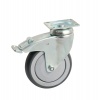 ROULETTE GRISE PLATINE RECTANG100MM PIVOTA FREIN