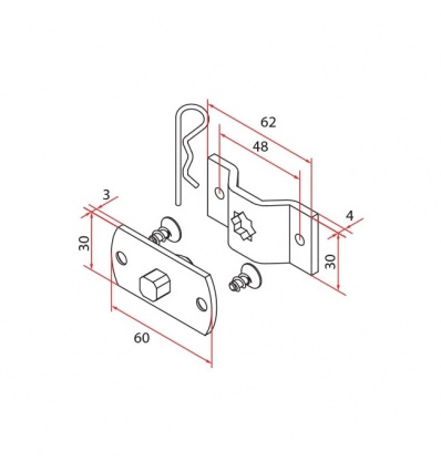 Kit support carré 10 mm pour moteur Ø 45 mm Cherubini