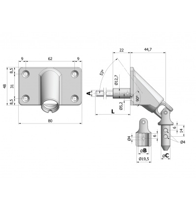 SORTIE 90D F13 PLATI ZAMAC 80X48 C81430 ASS RAL901