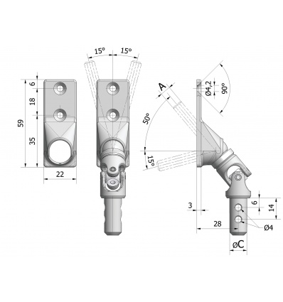 SORTIE 50D PLAT ZAMAC 22X59 DH7320 ASS RAL9016