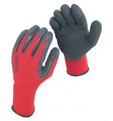 Gants de travail Singer latex gris nylon rouge