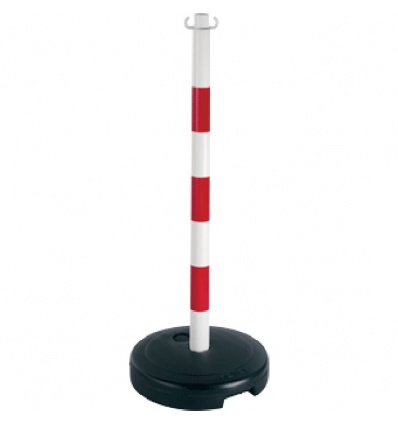 Poteau PVC RougeBlanc sur socle à lester 9kg