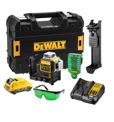 Niveau laser multilignes vert sansfil Dewalt XR DCE089D1G 108 V batterie 2 Ah chargeur