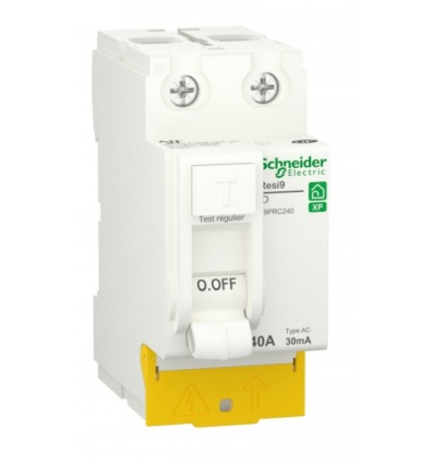 Interrupteur différentiel RESI9 Schneider Electric 30 mA 2P peignable R9PRC240