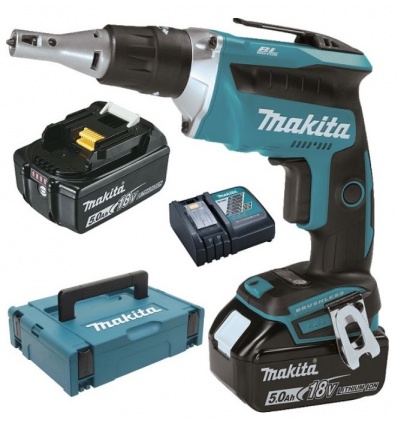 Visseuse plaque de plâtre sans fil Makita DFS452RTJ 18 V 2 batteries 5 Ah chargeur coffret