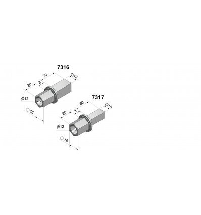 INSERT 6 PANS DE 16MM ALESAGE D12 ET CARRE 10MM