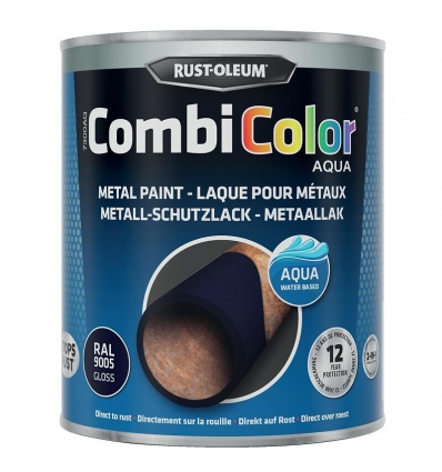 Peinture métal alkyde non solvantée CombiColor Aqua brillant RAL 9010 blanc pur pot de 075l