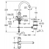 Mélangeur de lavabo monotrou bec pivotant Grohe Costa S