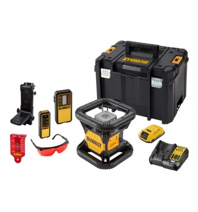 Niveau laser rotatif rouge sansfil à double pente Dewalt DCE079D1R 18 V batterie 2 Ah chargeur