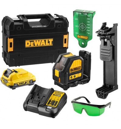 Niveau laser croix verte sansfil Dewalt XR DCE088D1G 108 V batterie 2 Ah chargeur TSTAK