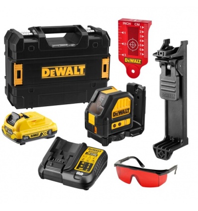 Niveau laser croix rouge sansfil Dewalt XR DCE088D1R 108 V batterie 2 Ah chargeur TSTAK