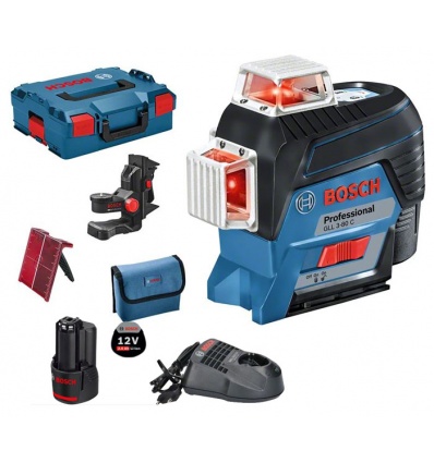 Pack laser lignes Bosch GLL 380 C Professional batterie GBA 12V 20Ah chargeur GAL 1230 CV