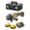 Meuleuse sansfil Dewalt XR Brushless DCG406NT 18 V 2 batteries 5 Ah chargeur Tstak