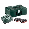 Set de base 2 batteries Metabo LiHD 18 V 4 Ah chargeur ASC 145 coffret METALOC II