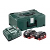 Set de base 2 batteries Metabo LiHD 18 V 55 Ah chargeur coffret METABOX 145