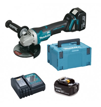 Meuleuse sansfil Makita DGA508RTJ 18 V 2 batteries 5 Ah chargeur coffret Makpac 3