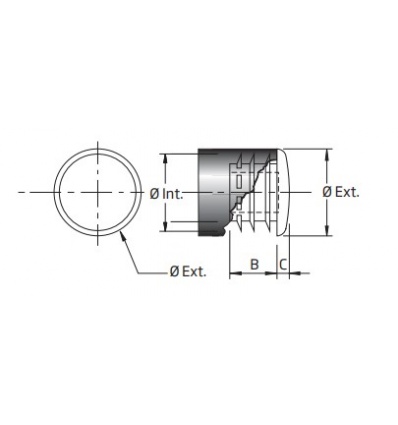 EMBOUT ROND INTÉRIEUR CANNELÉ PAR 500 DIAM EXT 25 mm - FORTAPS