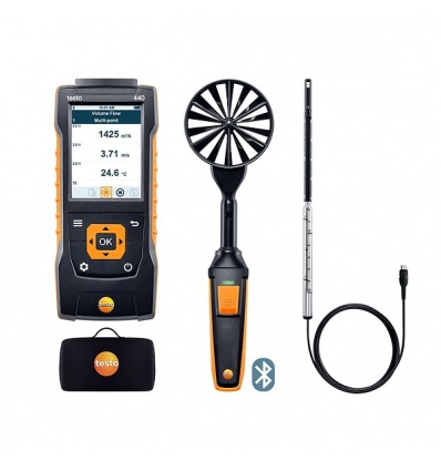 Set testo 440 Sonde à fil chaud sonde à hélice 100mm Bluetooth et Anémomètre multifonctions