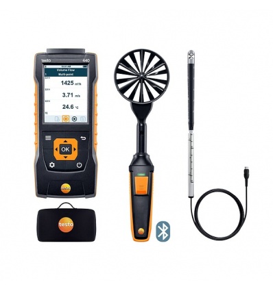 Set testo 440 Anémomètre multifonctions et 2 sondes à hélice 100 mm Bluetooth et 16 mm