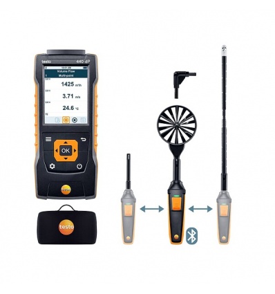 Kit combiné 2 Anémomètre multifonctions testo 440 delta P vitesse dair avec Bluetooth