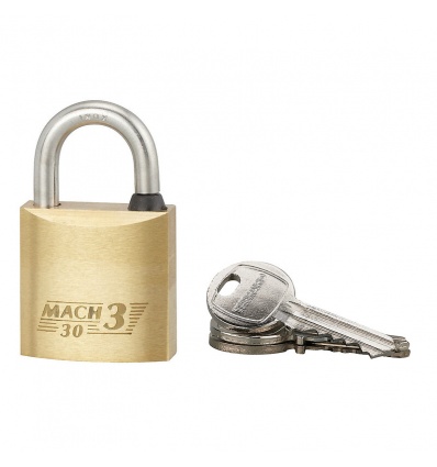 Cadenas laiton 30mm avec anse inox D5mm 3 clés nickelés MACH3