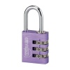 Cadenas aluminium à code violet 30mm 3 virolles avec anse acier nickelé D5mm ALUCODE