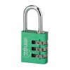 Cadenas aluminium à code vert 30mm 3 virolles anse acier nickelé D5mm ALUCODE