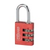 Cadenas aluminium à code rouge 30mm 3 virolles anse acier nickelé D5mm ALUCODE