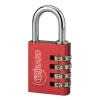 Cadenas aluminium à code rouge 30mm 3 virolles anse acier nickelé D5mm ALUCODE