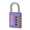 Cadenas aluminium à code violet 30mm 4 virolles anse acier nickelé D6mm ALUCODE