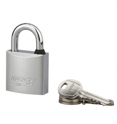 Cadenas laiton nickelé 30mm avec anse inox D5mm 3 clés nickelés MACH3