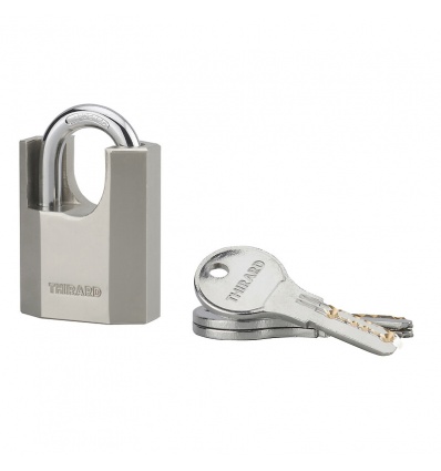 Cadenas acier nickelé 50mm avec anse acier cementé nickelé protégé D95mm 3 clés réversibles nickélés OCTOP