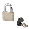 Cadenas acier nickelé satin 50mm avec anse acier cementé nickelé D85mm 4 clés reversibles QUADRA