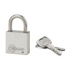 Cadenas de securité en inox 40mm avec anse inox D6mm 2 clés reversible TRANSIT 2 carte de propriété