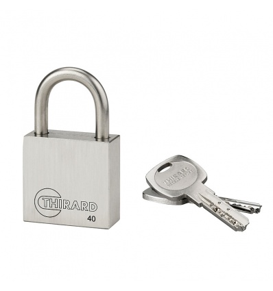 Cadenas de securité en inox 50mm avec anse inox D6mm 2 clés reversible TRANSIT 2 carte de propriété