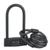 Cadenas antivol noir à code 4 virolles 123mm anse acier cementé nickelé gainé D14mm ht168mm cable acier 12m noir UP