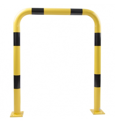 Barrière de protection acier avec platine tube Ø76mm noir jaune L 1000 x H 1200