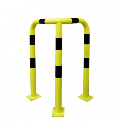 Barrière de protection dangle acier avec platine tube Ø76mm noir jaune L 600 x 600 x H1200